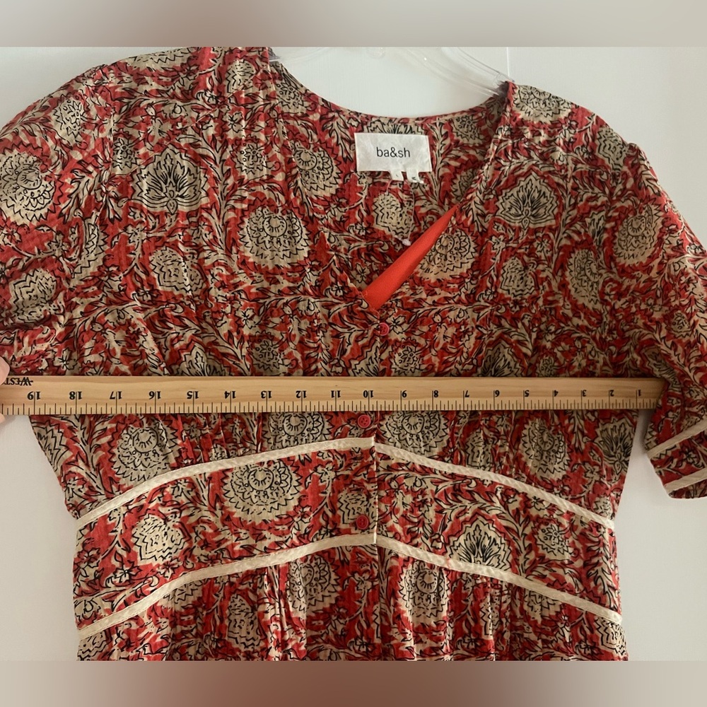 ba&sh Red and Gold Patterned Dress - Picture 10 of 14